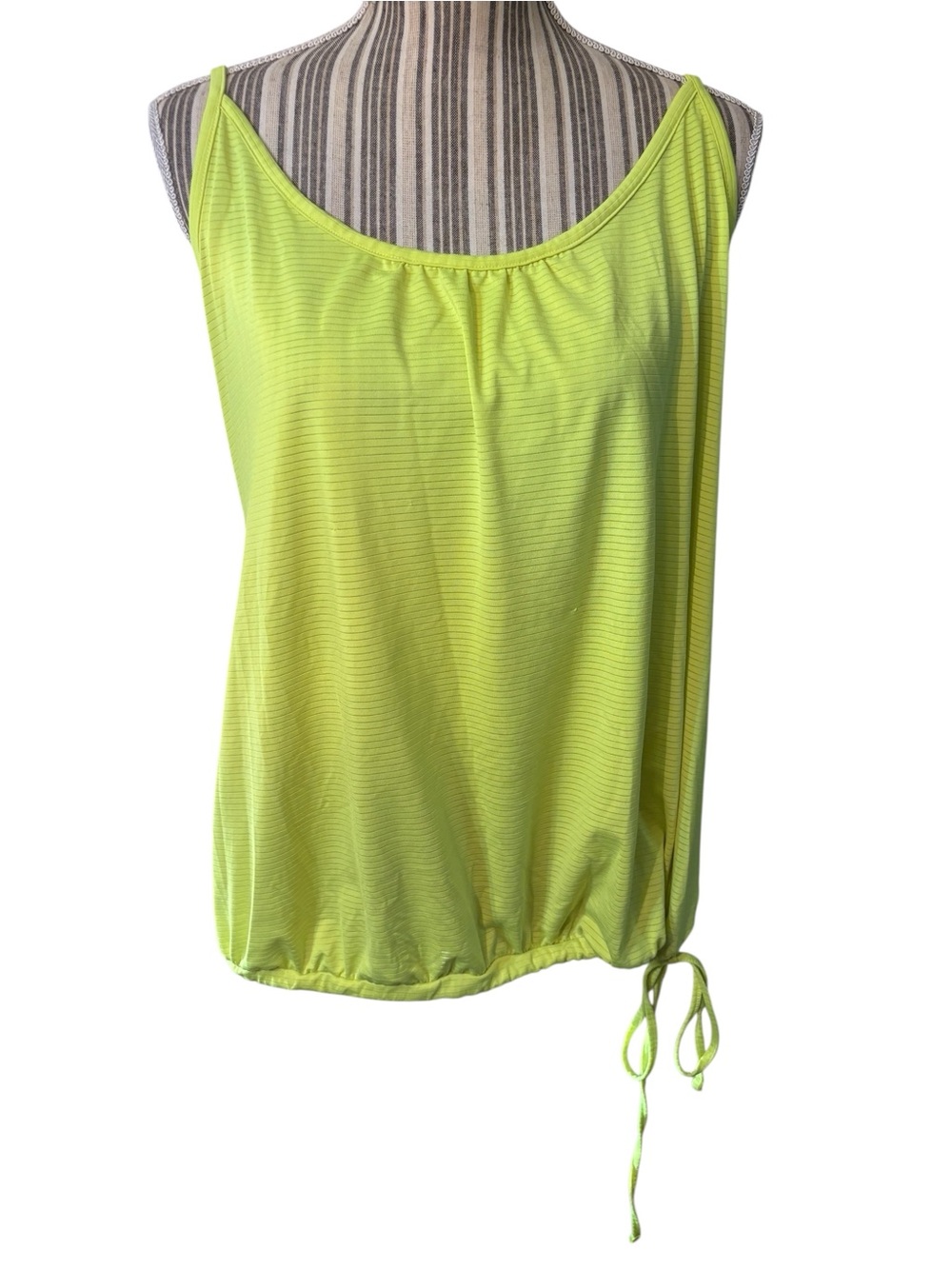 Old Navy Active Tank Top XL Neon Lime-Yellow Loose Fit Drawstring Ties Stretchy